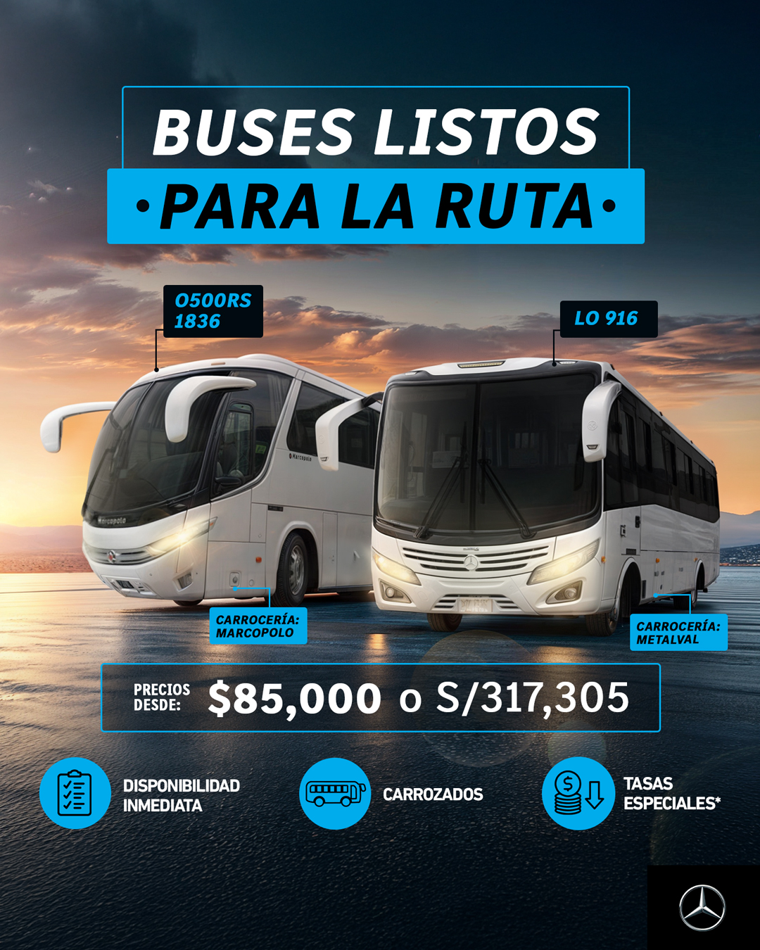 Buses listos para la ruta