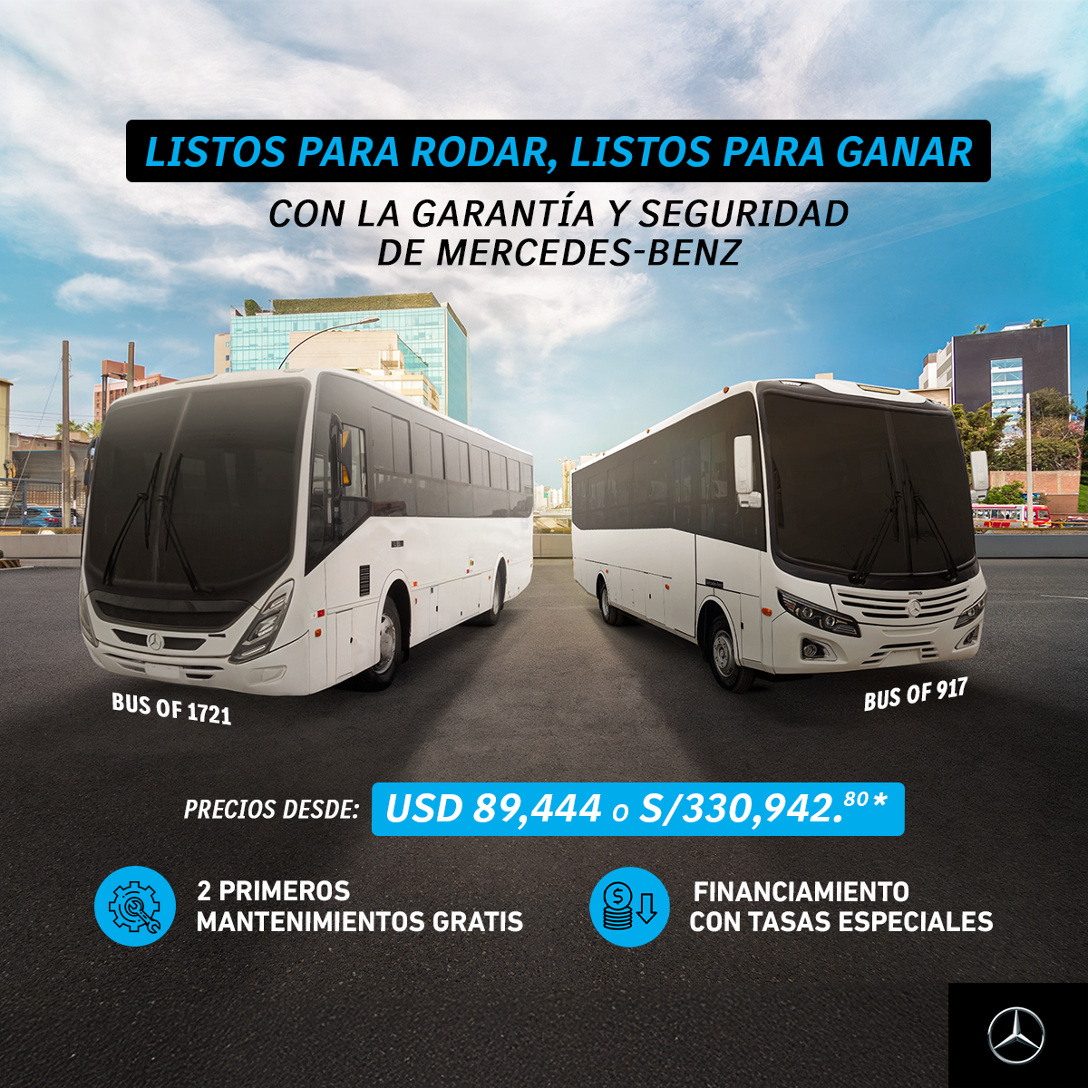 Buses listos para la ruta